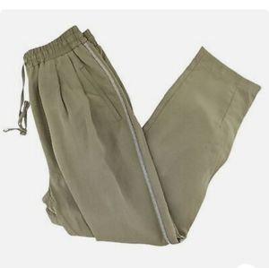 ZARA NWT Olive Green Pant with Beaded Side Strip Detail Size Small